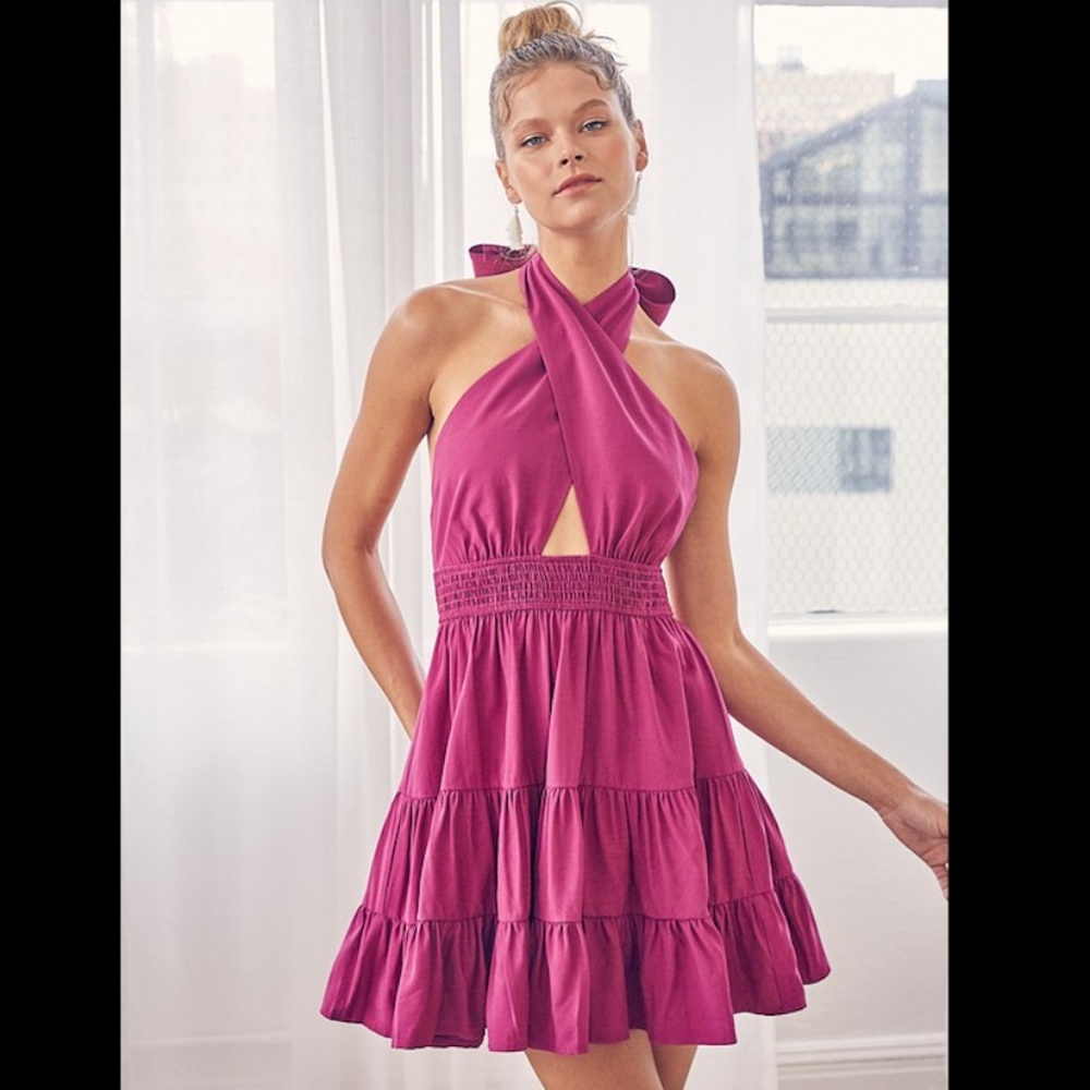*ONE LEFT* Halter Neck Sun Mini Dress